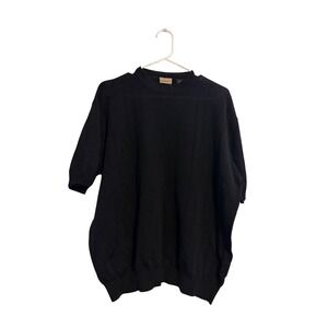 Axist Knit Sweater Mens XL Black Good Short Sleeve Textured Crew Neck